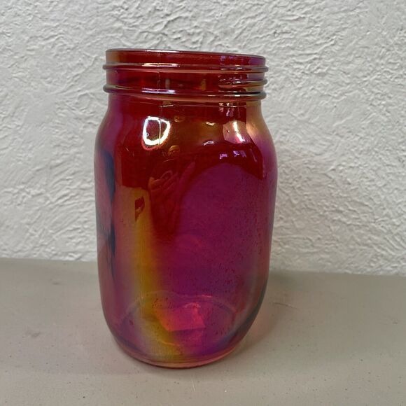Burton & Burton Iridescent Decorative Pink Glass Jar 6.5" Tall - Picture 2 of 6